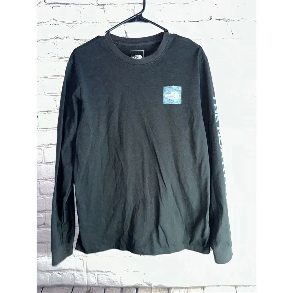 The North Face Box NSE Long Sleeve Graphic Tee Men’s Medium Blue/White Mountain